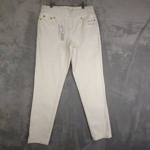 Topshop Womens Mom Jeans White Stretch Pull On Mid Rise‎ Maternity 26 New
